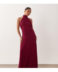 TFNC London - Tfnc Bridesmaid Petite Vestido Maxi De Gasa Con Cuello Halter Y Caída En-Rosa - Lyst