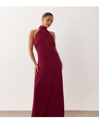 TFNC London - Tfnc Bridesmaid Petite Chiffon Halter Neck Drape Maxi Dress - Lyst