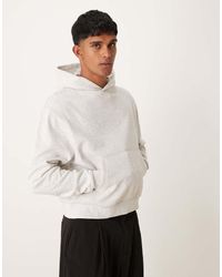 ASOS - Sudadera Gris Jaspeado Básica De Corte Cuadrado Con Capucha De - Lyst