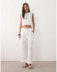 Mango - Lisboa 100% Cotton Textured Straight Trouser Co-ord - Lyst