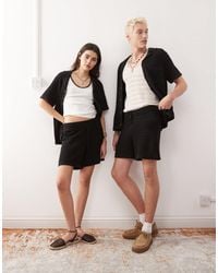 Reclaimed (vintage) - Short d'ensemble unisexe en maille à bordures - noir-pas - Lyst