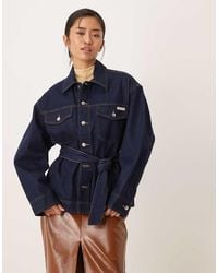 Calvin Klein - Tie Waist Denim Jacket - Lyst