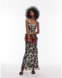 TOPSHOP - Built Up Double Layered Cowl Neck Maxi Dress - Lyst