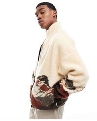 Jack & Jones - Borg Fleecejack Met Bergprint En Rits - Lyst