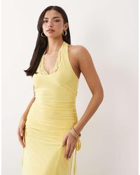 ASOS - Co-Ord Slinky Lace Trim Ruched Side - Lyst