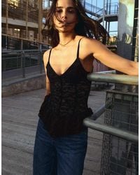Bershka - Ruffle Lace Strappy Top - Lyst