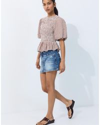 Stradivarius - Short Sleeve Peplum Blouse - Lyst