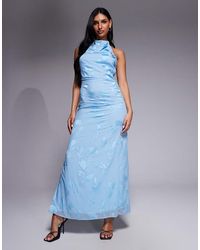 Forever New - Maxi Jurk Met Hoge Gedrapeerde Halslijn En Split Aan De Achterkant - Lyst