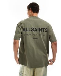AllSaints - In esclusiva per asos - - underground - t-shirt oversize kaki - Lyst