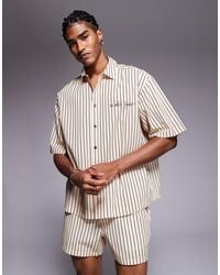 ASOS - Co-Ord Boxy Oversized Stripe Shirt With Chest Print - Lyst