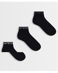 Emporio Armani - Bodywear 3 Pack Logo Sneaker Socks - Lyst