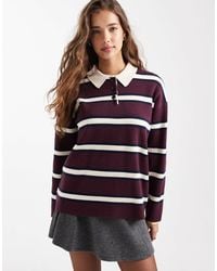 Vero Moda - – gestreiftes rugby-oberteil aus kompaktem strick - Lyst
