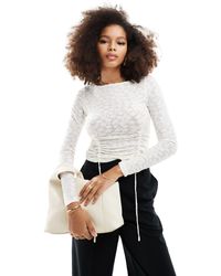 Vero Moda - Long Sleeved Lace Top With Ruching - Lyst