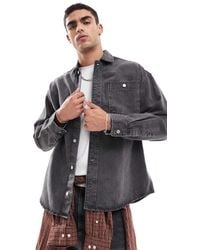 Jack & Jones - Sobrecamisa Vaquera Negro Lavado Extragrande De Tejido Grueso De - Lyst