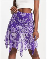 Raga - Floral Print Ruffle Hem Mini Skirt - Lyst