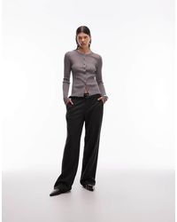 ASOS - Pantalones De Sastre Grises De Talle Alto Y Corte Masculino Con Raya Diplomática De - Lyst