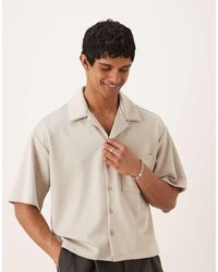 ASOS - Camisa De Corte Cuadrado Extragrande Estilo Años 90 De Tejido Efecto Neopreno De (Parte De Un Conjunto)-Neutro - Lyst