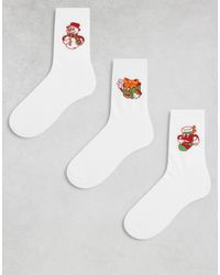 ASOS - Christmas 3-pack Socks With Decorations Graphic - Lyst