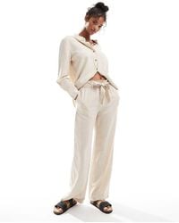Jdy - Wide Leg Belted Linen Mix Trousers Co-ord - Lyst