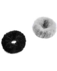 Oysho - 2 Running Faux-Fur-Effect Scrunchies - Lyst