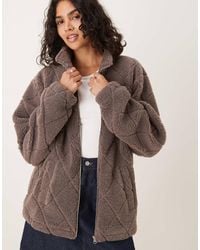 ASOS - Quilted Borg Full Zip Through Fleece - Lyst