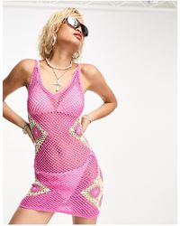 Reclaimed (vintage) - Limited Edition Summer Crochet Festival Mini Dress - Lyst