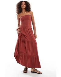 ASOS - Crinkle Bandeau Shir Bodice Tie Maxi Dress - Lyst