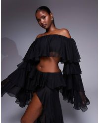 The Dolls House - Top Con Escote Bardot Y Volantes Madonna De (Parte De Un Conjunto) - Lyst