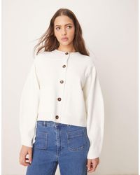 ASOS - Knit Crew Neck Structured Compact Cardigan With Pocket Detail - Lyst