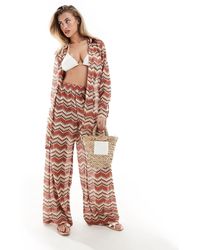 South Beach - Embroidered Loose Beach Trouser Co-ord - Lyst