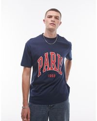 TOPMAN - Oversized T-Shirt Met 'Paris'-Print - Lyst