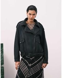 ASOS - Oversized Leather Look Biker Jacket - Lyst