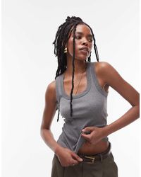 TOPSHOP - Rib Scoop Neck Vest - Lyst