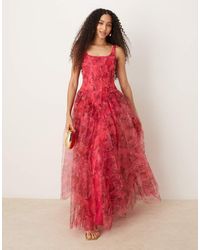 LACE & BEADS - Maxi-Jurk Met Korset En Druppelzoom - Lyst