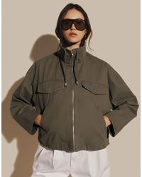 ASOS - Denim Lightweight Funnel Neck Jacket With Drawstring Detail - Lyst