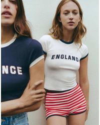 Pull&Bear - Slim-Fit T-Shirt Met Grafische England-Print - Lyst