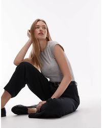 & Other Stories - Jersey Slim Fit Crew Neck Top With Cap Sleeves - Lyst