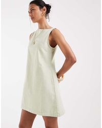 ASOS - Denim Fit And Flare Mini Dress Detail - Lyst
