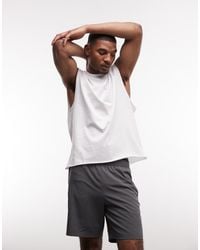 4505 - Quick Dry Cotton Raw Hem Cut Off Training Tank - Lyst