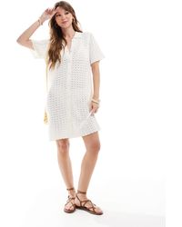 Miss Selfridge - Crochet Contrast Polo Button Through Knit Dress - Lyst
