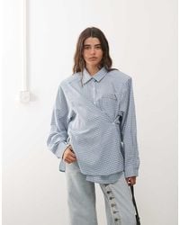 Lioness - Notting Hill Cotton Oversized Shoulder Pad Detail Multiway Button Front Shirt - Lyst