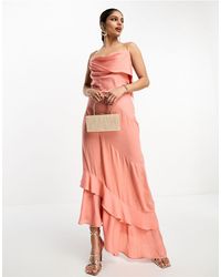 ASOS - Satin Asymmetric Hem Slip Dress With Tendril Bodice Detail - Lyst