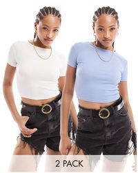 Pull&Bear - 2 Pack Ribbed Baby Tee - Lyst