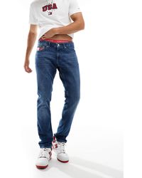 Tommy Hilfiger - Scanton - jean slim à détails drapeau - délavage moyen - Lyst