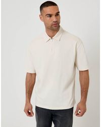 Threadbare - Oversized Quarter Zip Polo Shirt - Lyst