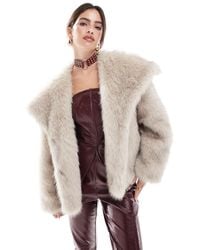 Stradivarius - Faux Fur Jacket With exaggerated Collar - Lyst