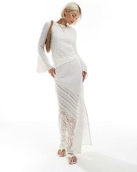 ASOS - Maxi Rok Met Linnenlook En Kanten Patchwork - Lyst