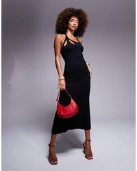 ASOS - Vestito Midi Con Cut-Out E Dettaglio Attorcigliato Sullo Scollo - Lyst