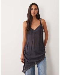 Mango - Asymmetric Cami Top With Lace Trim - Lyst