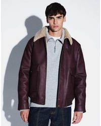 ASOS - Washed Aviator Jacket-red - Lyst
